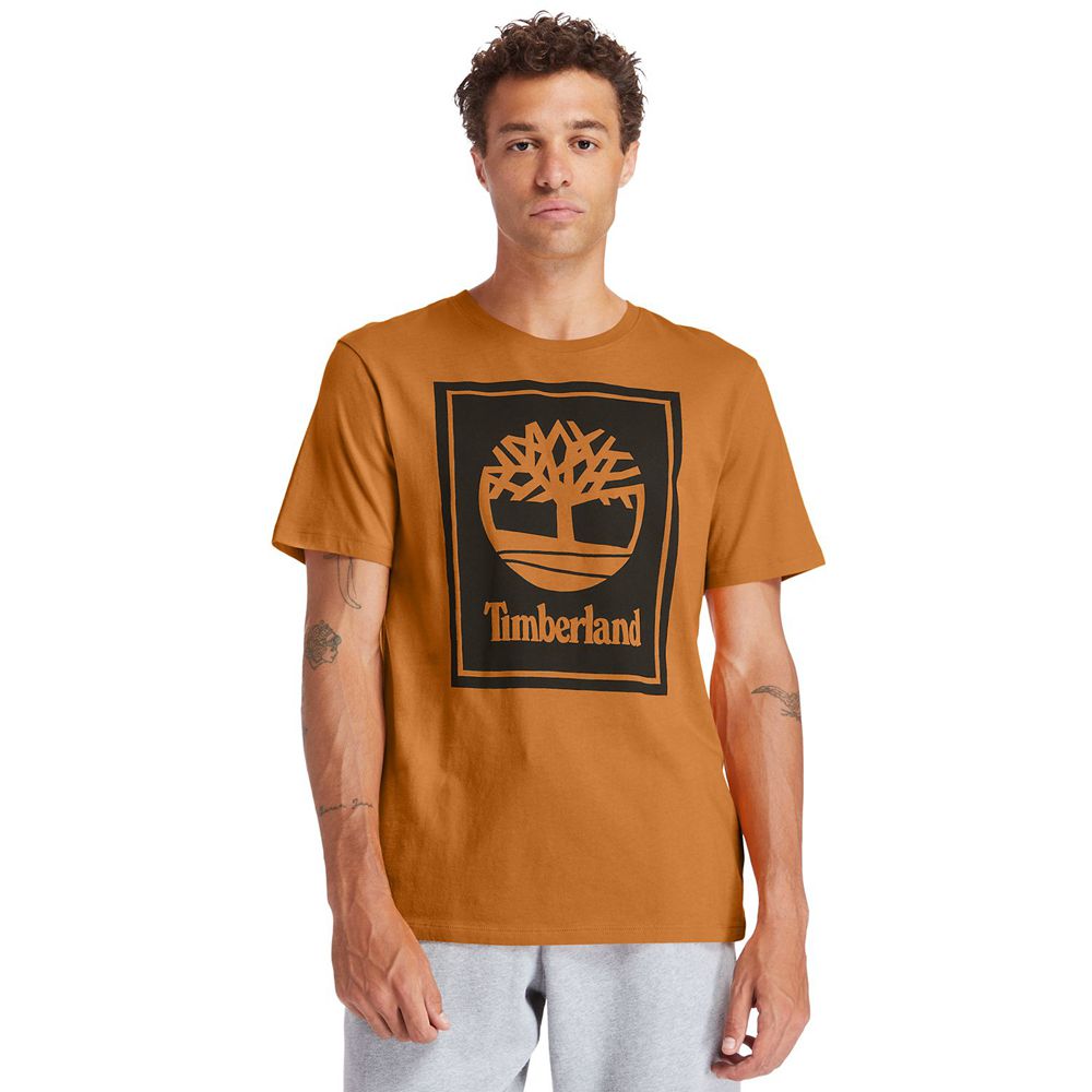 Tricouri Timberland Barbati Maro/Negrii - Short-Sleeve Logo - Romania - GATVHN281